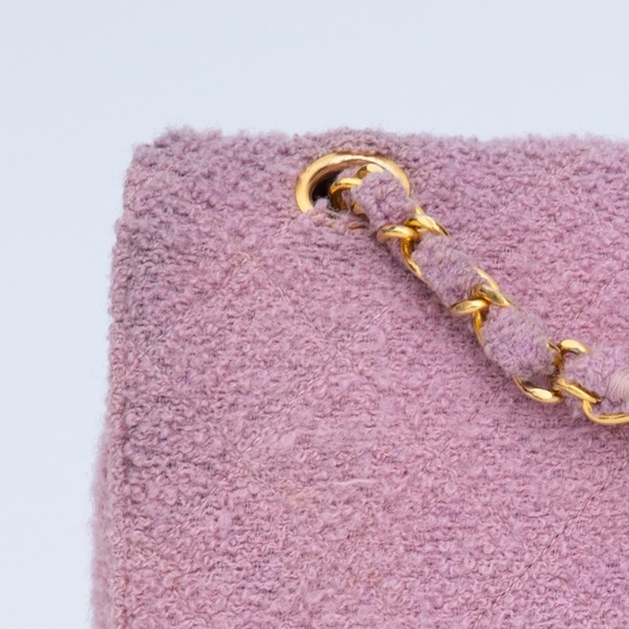 CHANEL VINTAGE SMALL PINK TWEED CLASSIC SINGLE FLAP BAG (2014) - Picture 14 of 14